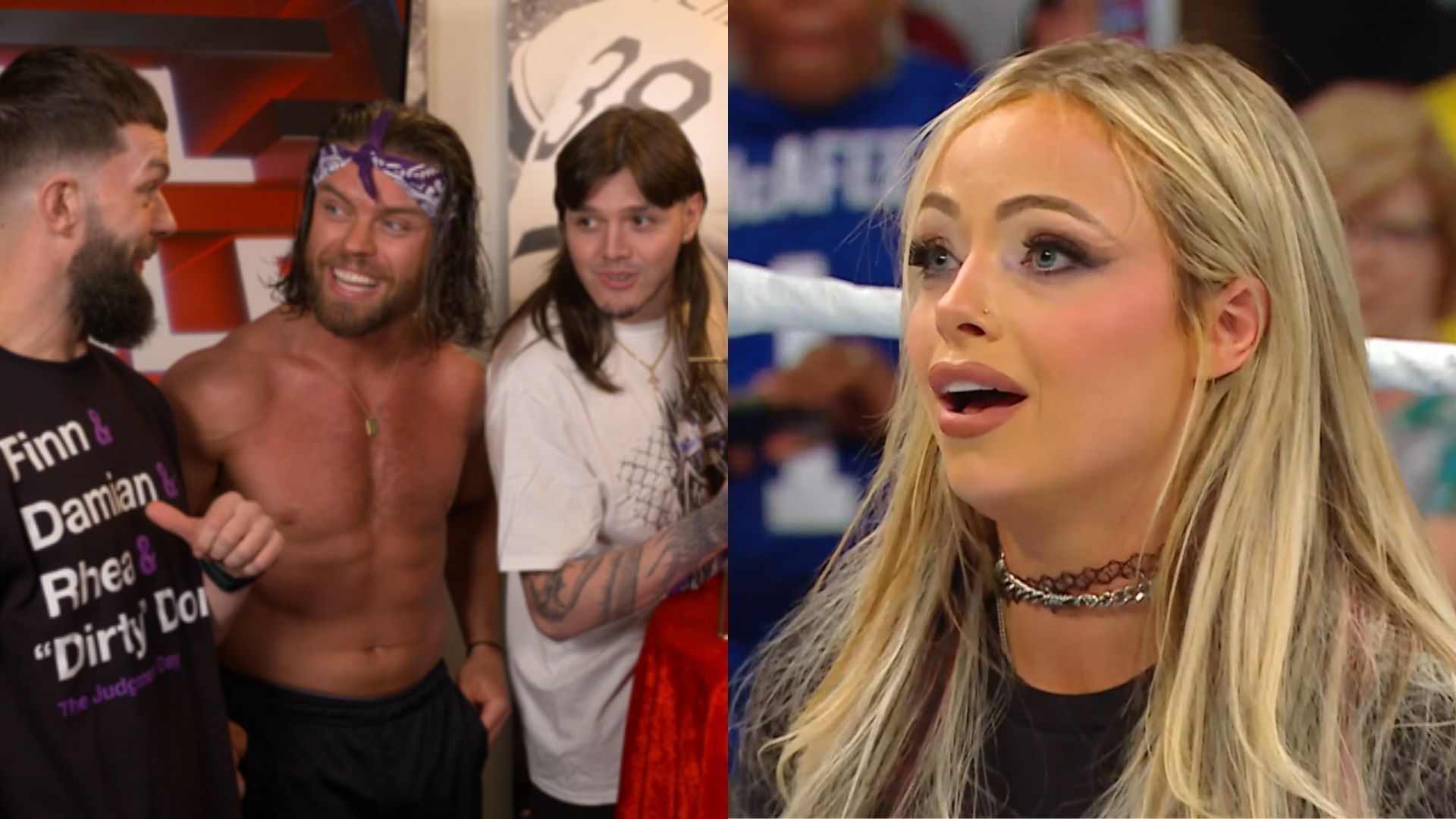 The Judgment Day (left), Liv Morgan (right) (Image Credits: WWE.com)