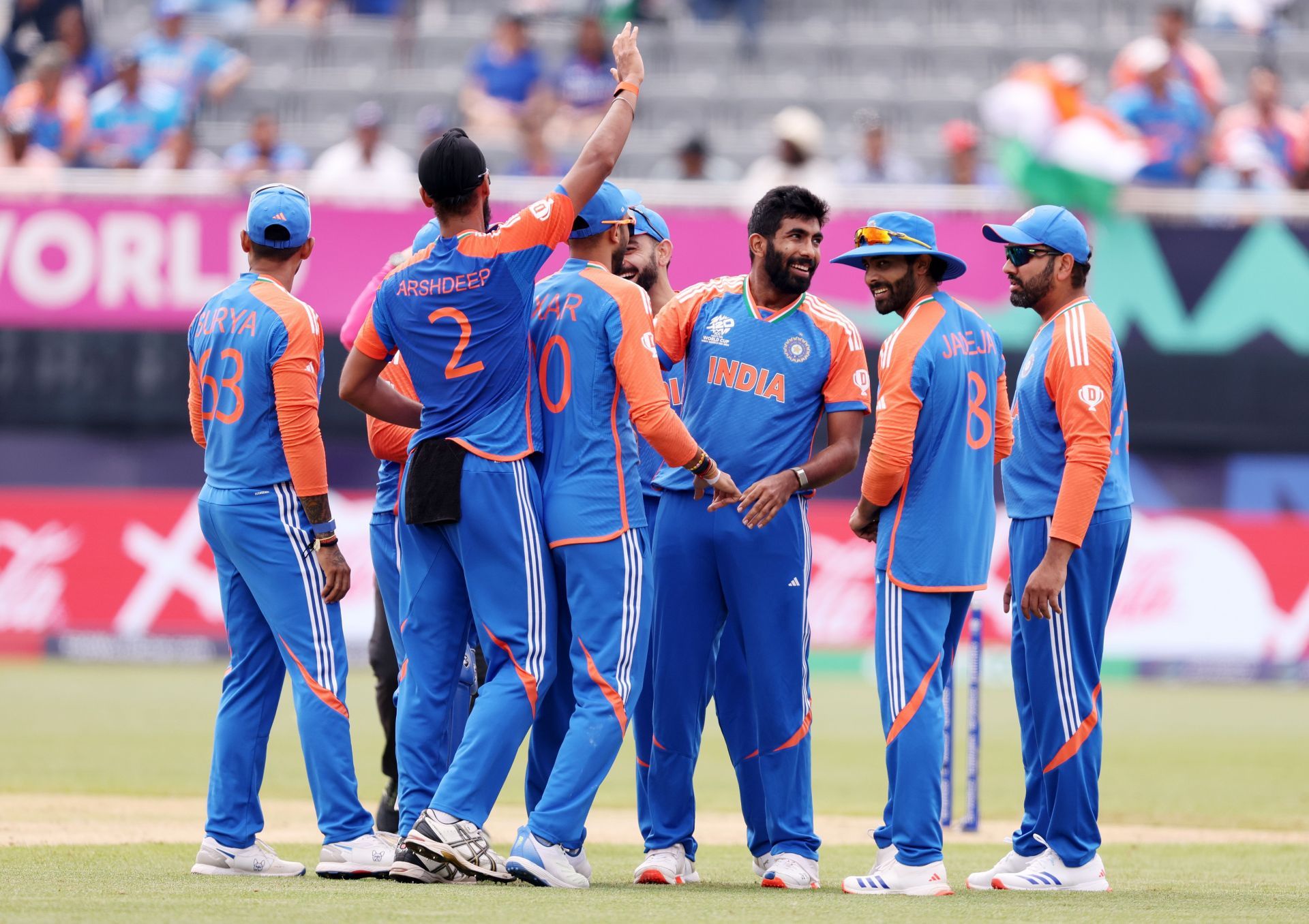 Team India celebrate a wicket in their match against Ireland. (Image Credit: Getty Images)