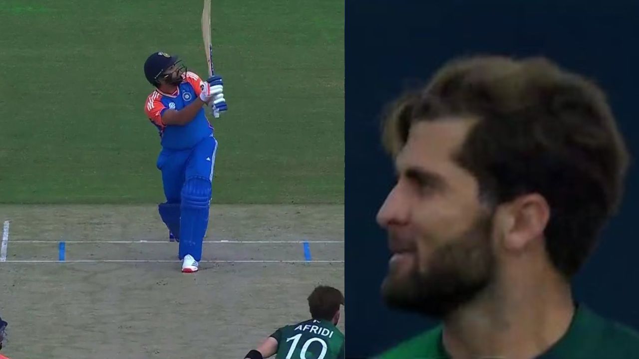 रोहित शर्मा ने पहले ही ओवर में जबरदस्त छक्का लगाया (Screenshots: Hotstar)