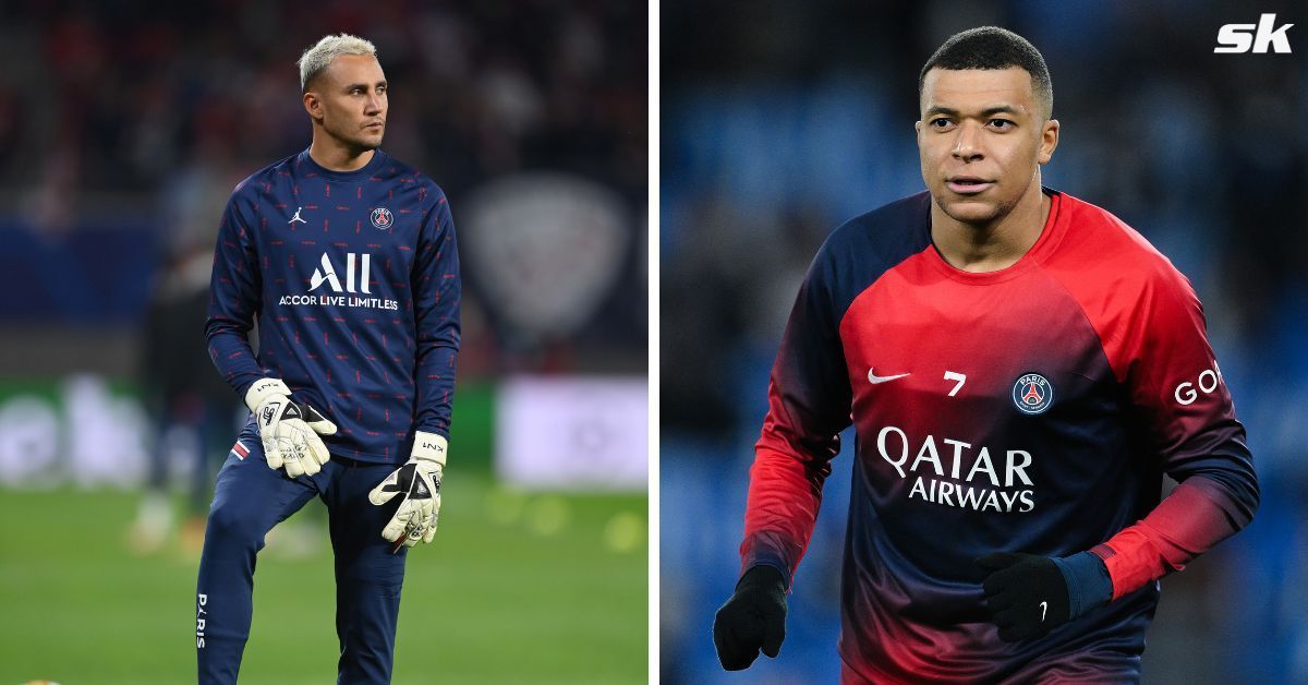 Former Real Madrid goalkeeper Keylor Navas and new Los Blancos striker Kylian Mbappe