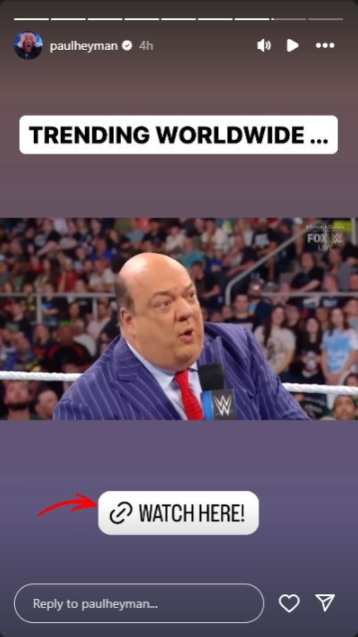 Paul Heyman shared a message on his Instagram Story