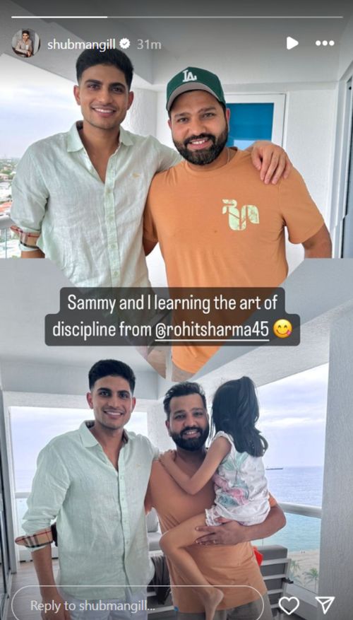 Shubman Gill's recent story on Instagram.