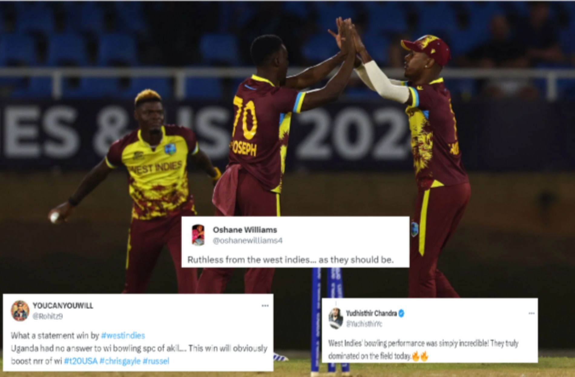 West indian bowlers powered the side to a convincing win over Uganda