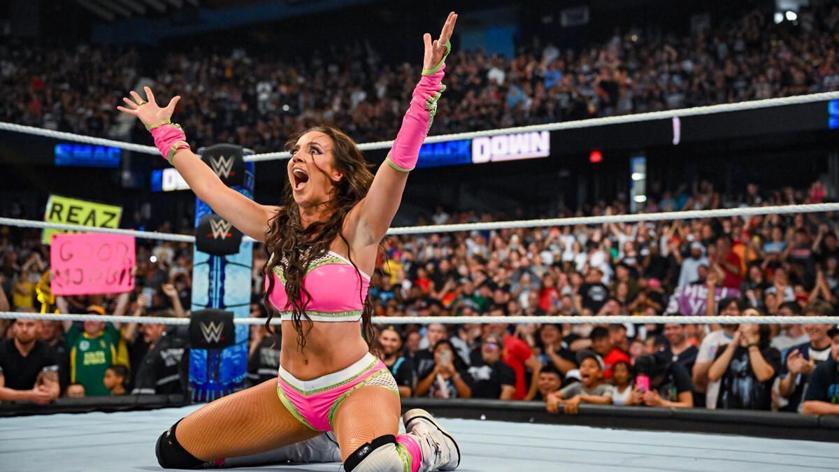 Chelsea Green following her win on SmackDown (Photo Courtesy: WWE.com)