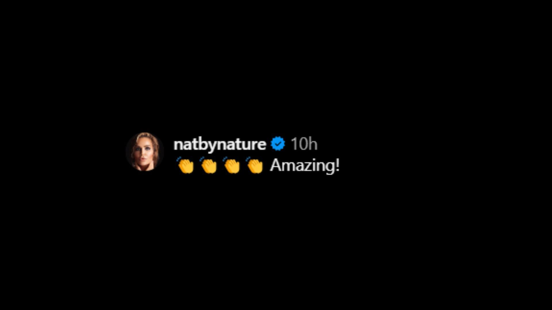 Screenshot of Natalya&#039;s comment on The Rock&#039;s post [Image source: Instagram]