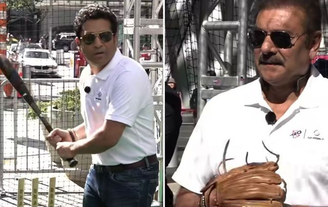 [Watch] Sachin Tendulkar and Ravi Shastri try their hand at baseball in ...
