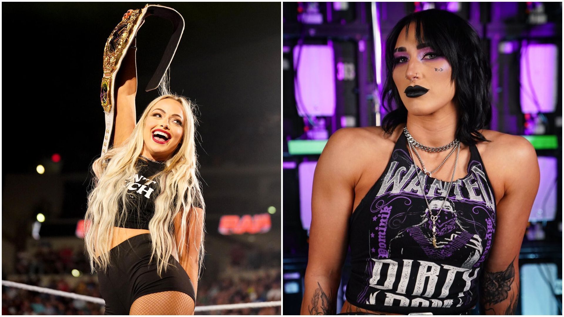 Liv Morgan (left), and Rhea Ripley (right). [Image credits: WWE.com &amp; Mami