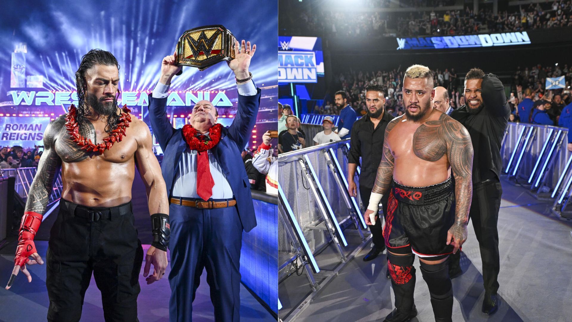 Roman Reigns had previously announced Solo Sikoa as The Tribal Heir (Images via WWE.com)