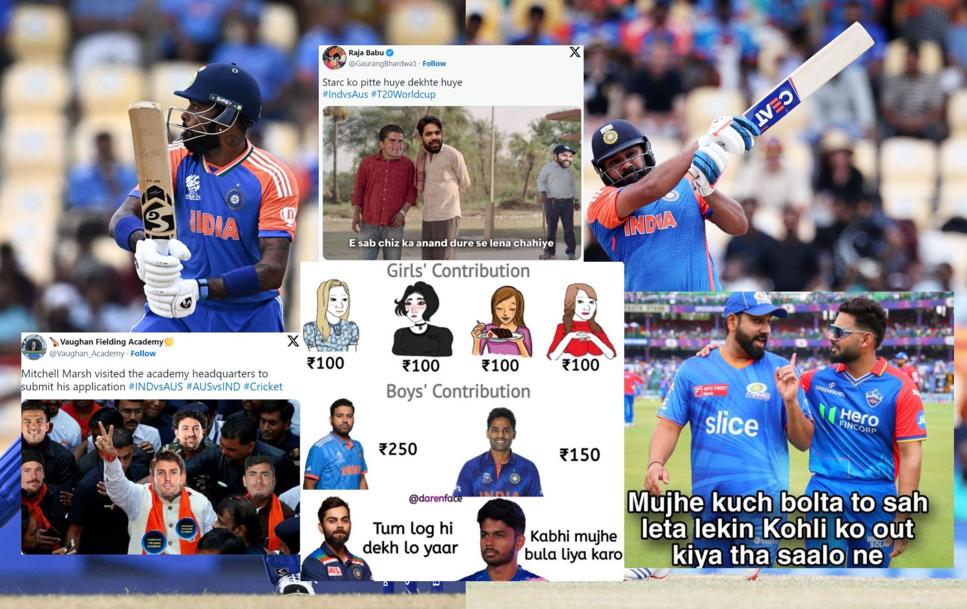Fans share memes after 1st innings of IND vs AUS T20 WC match (Image credits: ICC)