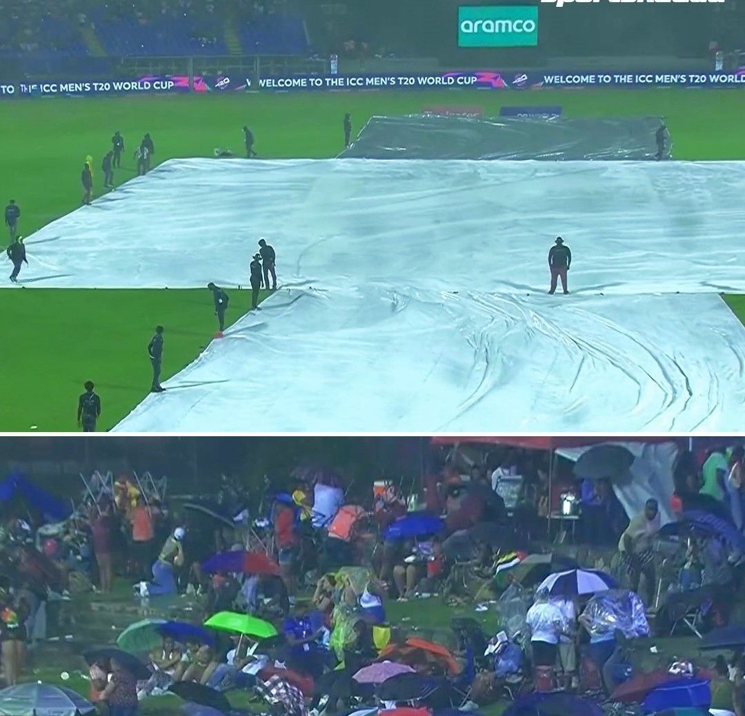 वेस्टइंडीज-साउथ अफ्रीका मैच में बारिश (Photo Credit - Hotstar)