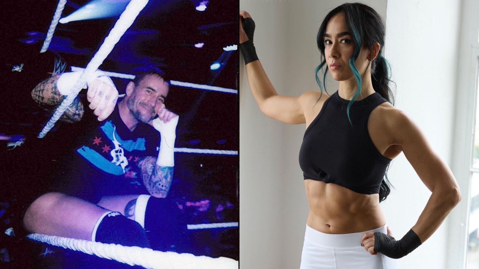 CM Punk (left); AJ Lee (right)