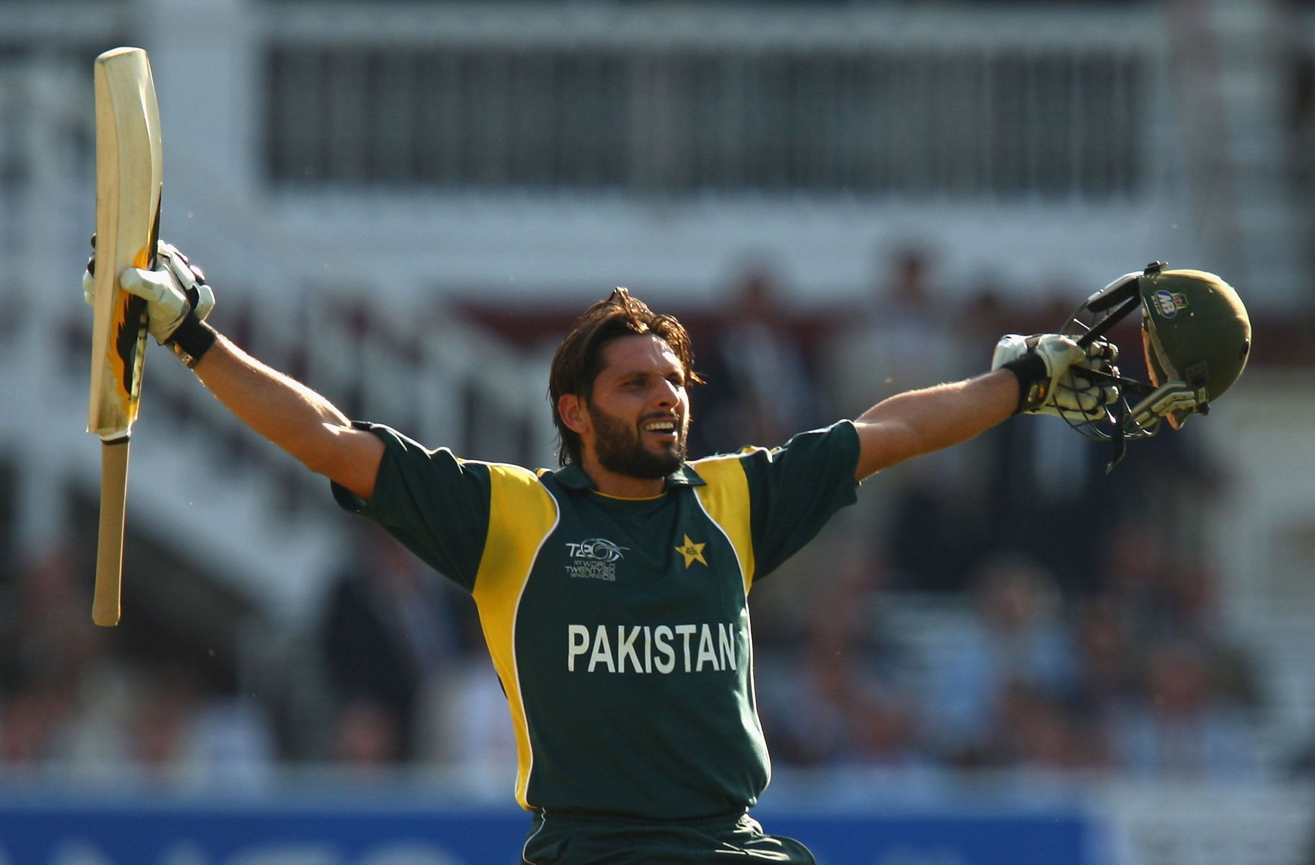 IShahid Afridi celebrates after hitting the winning shot.