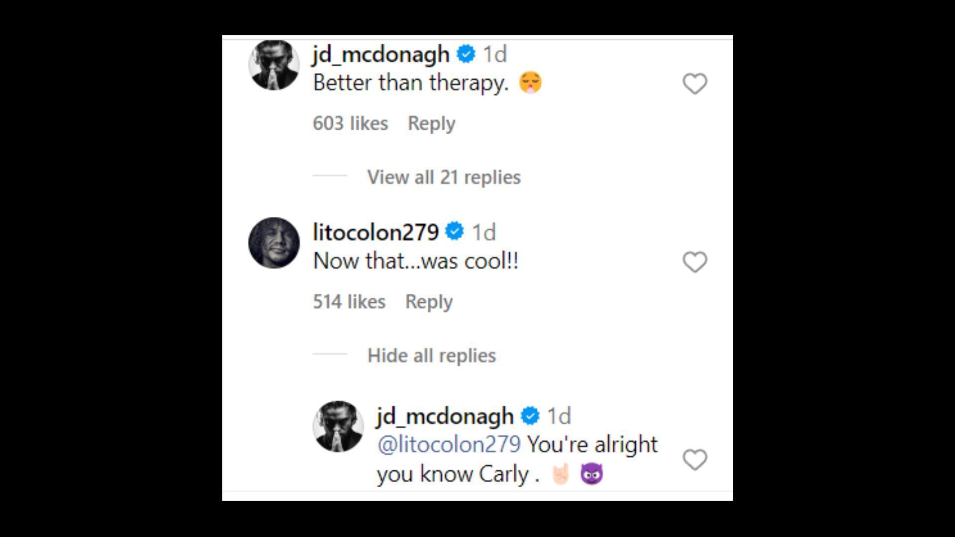 JD McDonagh&#039;s message to Carlito