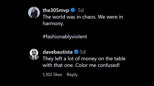 Batista's reply on MVP's post on The Hurt Business (Credit: MVP's Instagram post)