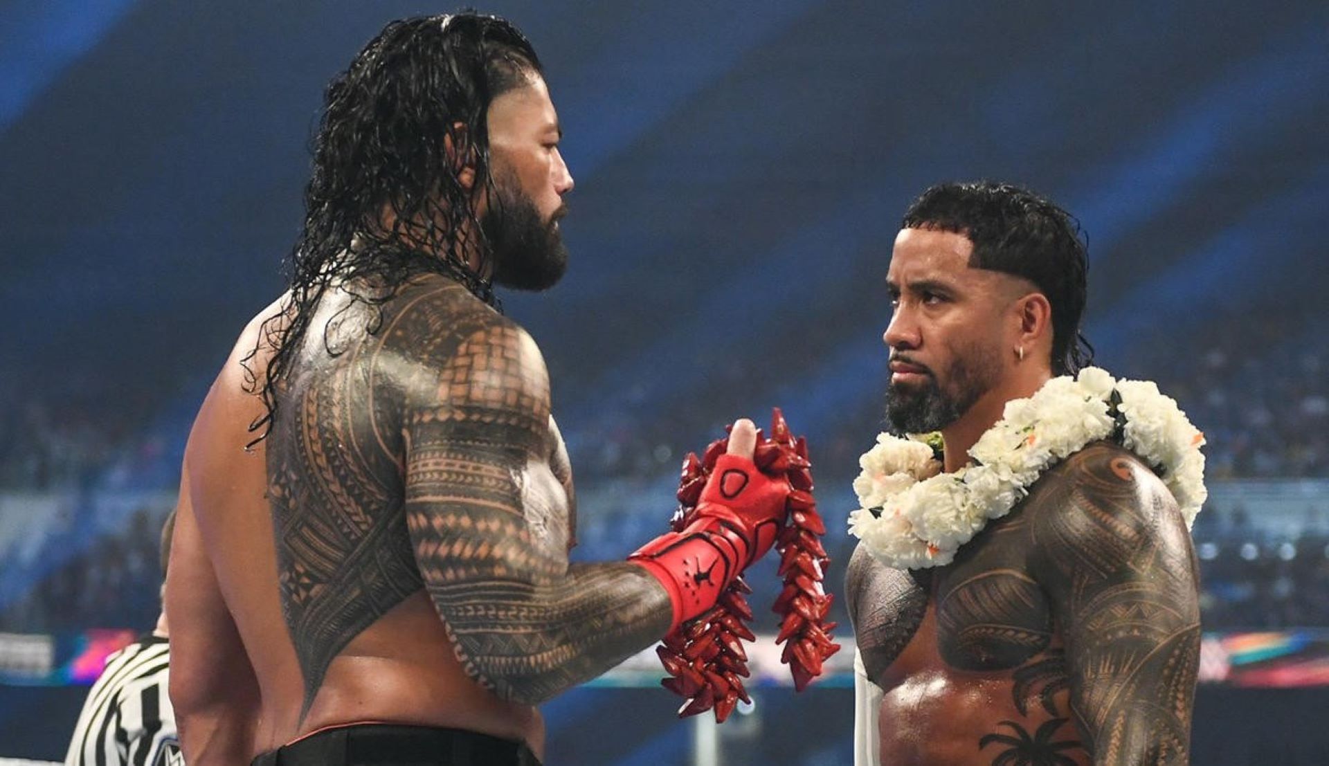 Roman Reigns and Jey Uso faced off in Tribal Combat at SummerSlam 2022 (Credit: WWE.com)