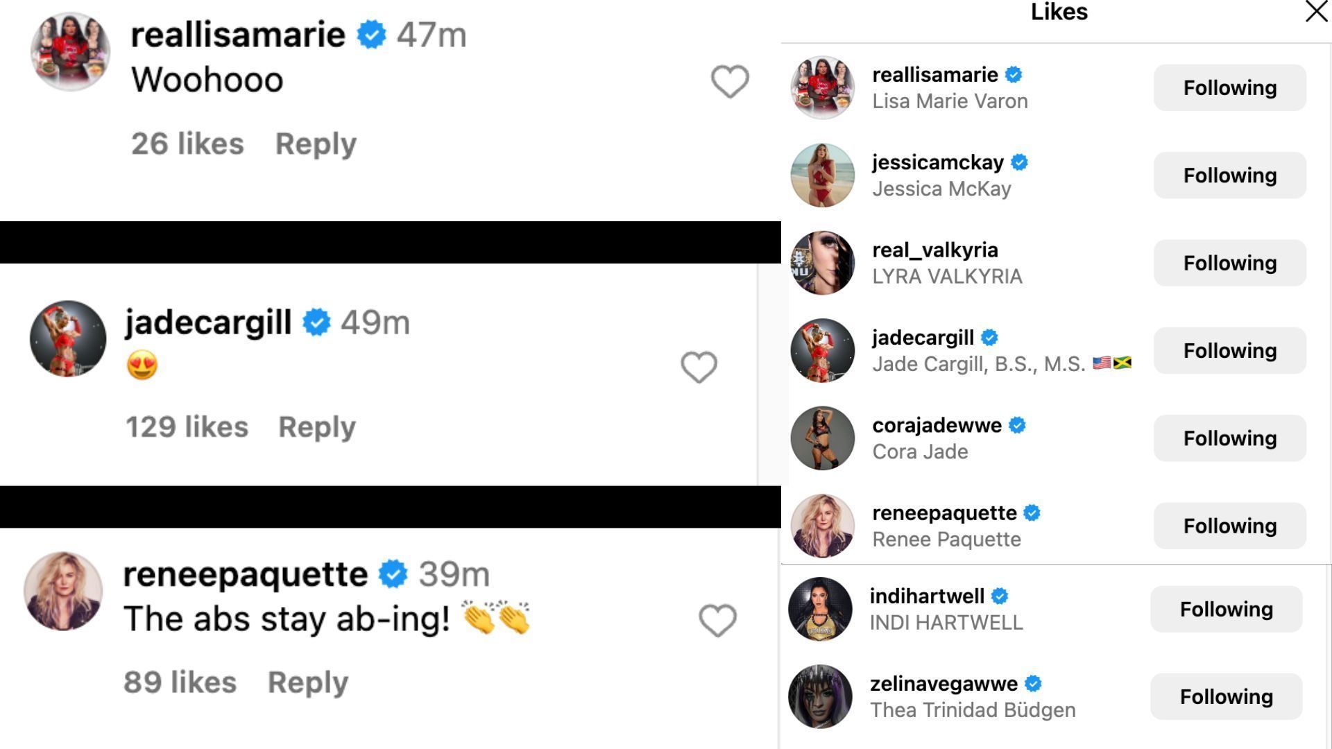 Stars react to AJ Lee&#039;s update on Instagram.