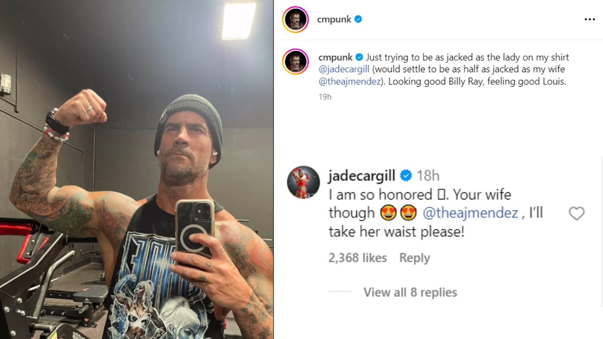 Jade Cargill commented on CM Punk&#039;s IG post.