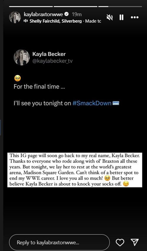 Kayla Braxton signs off from WWE tonight on SmackDown.