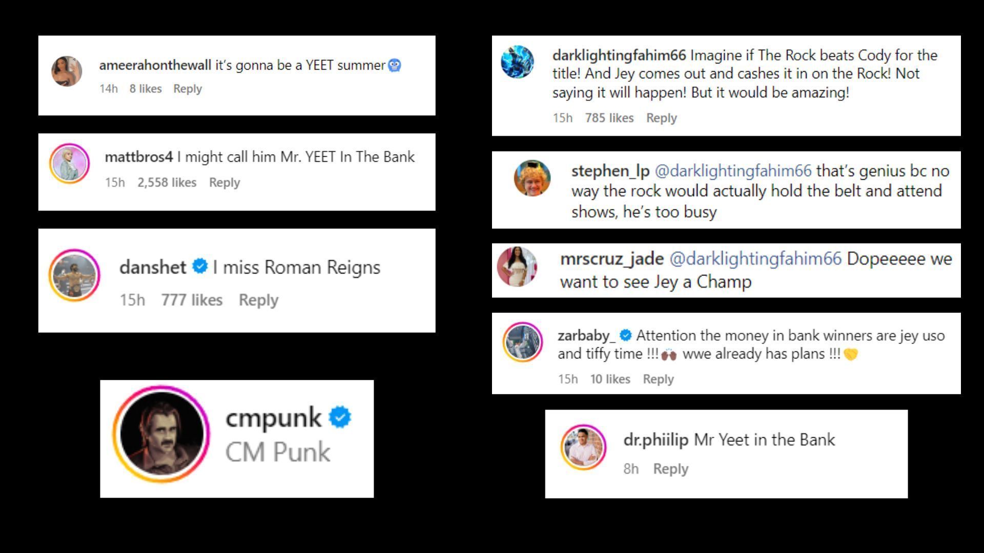 Screengrab of fan reactions