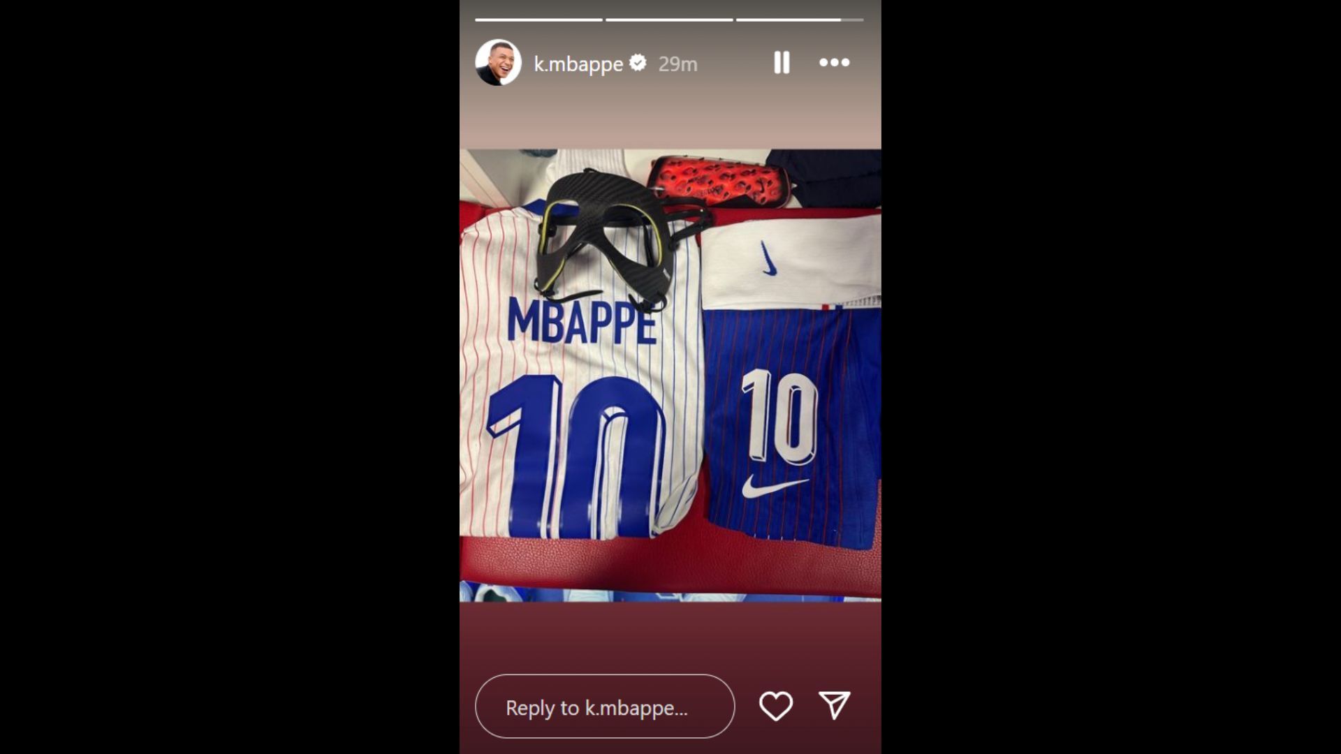 Kylian Mbappe teases his new mask ahead of France vs Netherlands (Image via Instagram/@k.mbappe)