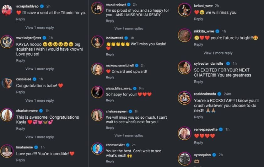 Stars react to Braxton&#039;s announcement [Photo credits: Screenshot of comments/reactions from Kayla&#039;s Instagram post]