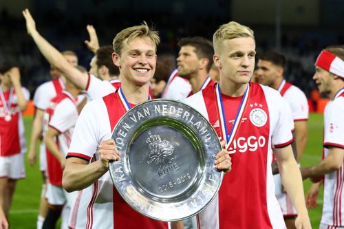 Frenkie de Jong (left) won two trophies with Erik ten Hag's Ajax.