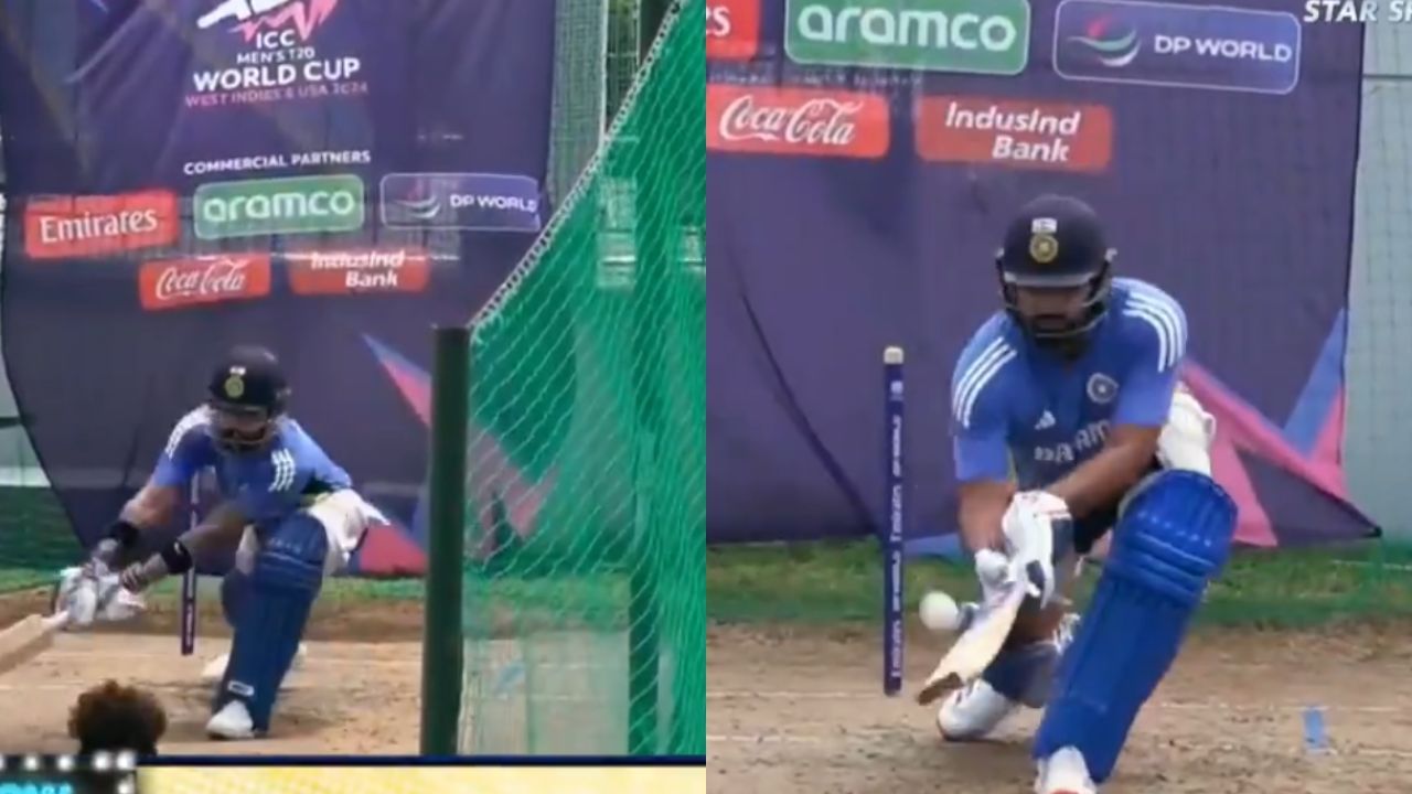 विराट कोहली और रोहित शर्मा नेट्स में बल्लेबाजी करते हुए (Photo: X/@StarSportsIndia)