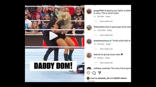 Dominik Mysterio likes interesting post on Instagram.