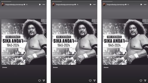 Tama Tonga remembers Sika Anoa'i on his Instagram story.