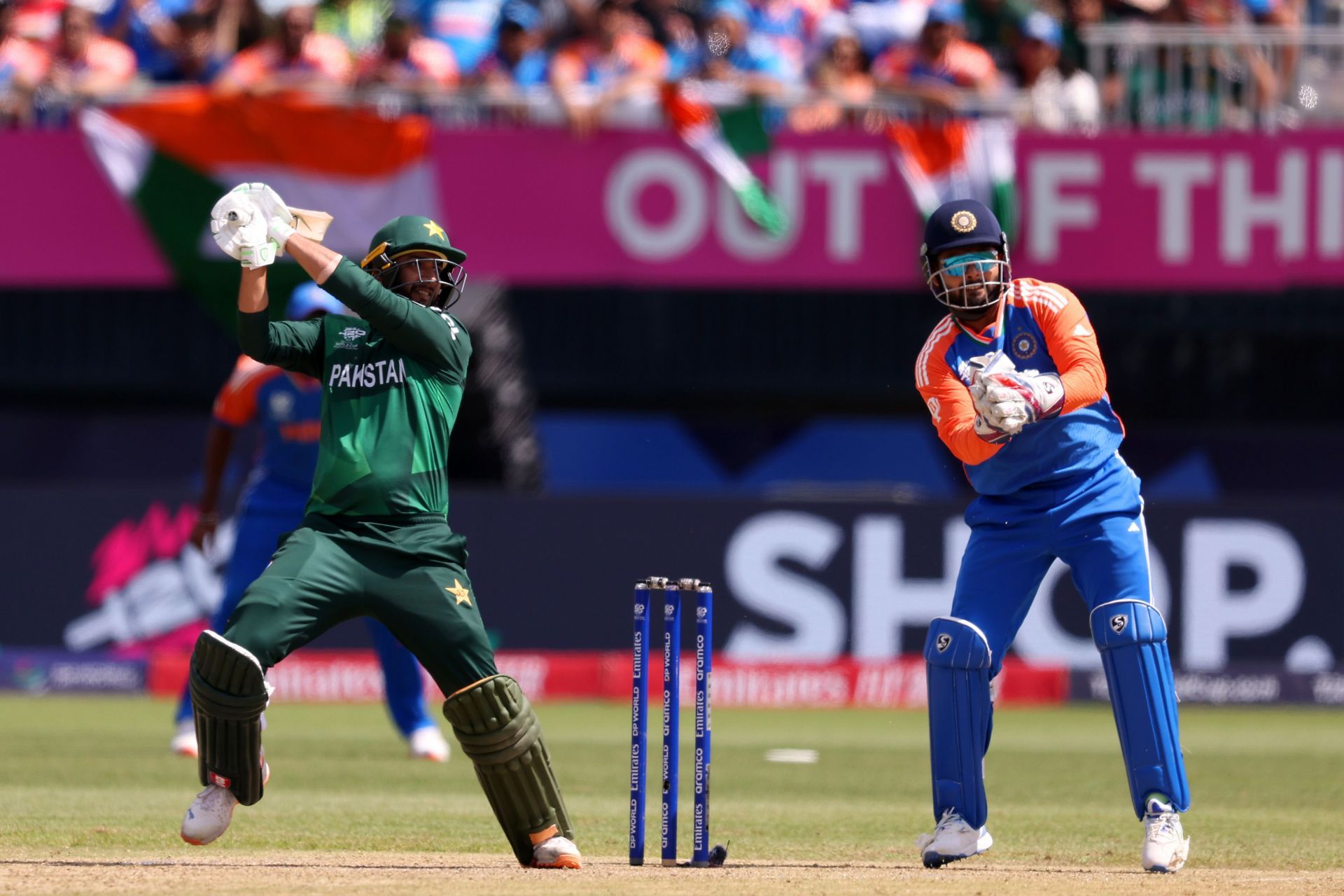 Imad Wasim struggled to force the pace against India.