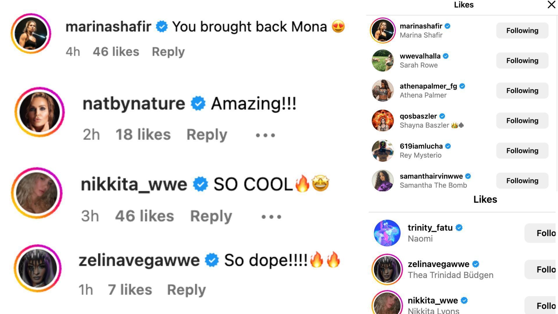 Stars react to Rousey&#039;s announcement on Instagram. [Screengrab from Ronda Rousey&#039;s Instagram post]