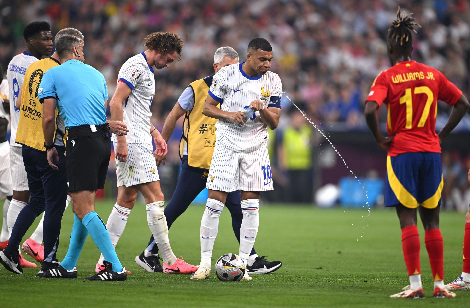 Kylian Mbappe carb rinsing during France&#039;s Euro 2024 semifinal defeat to Spain.