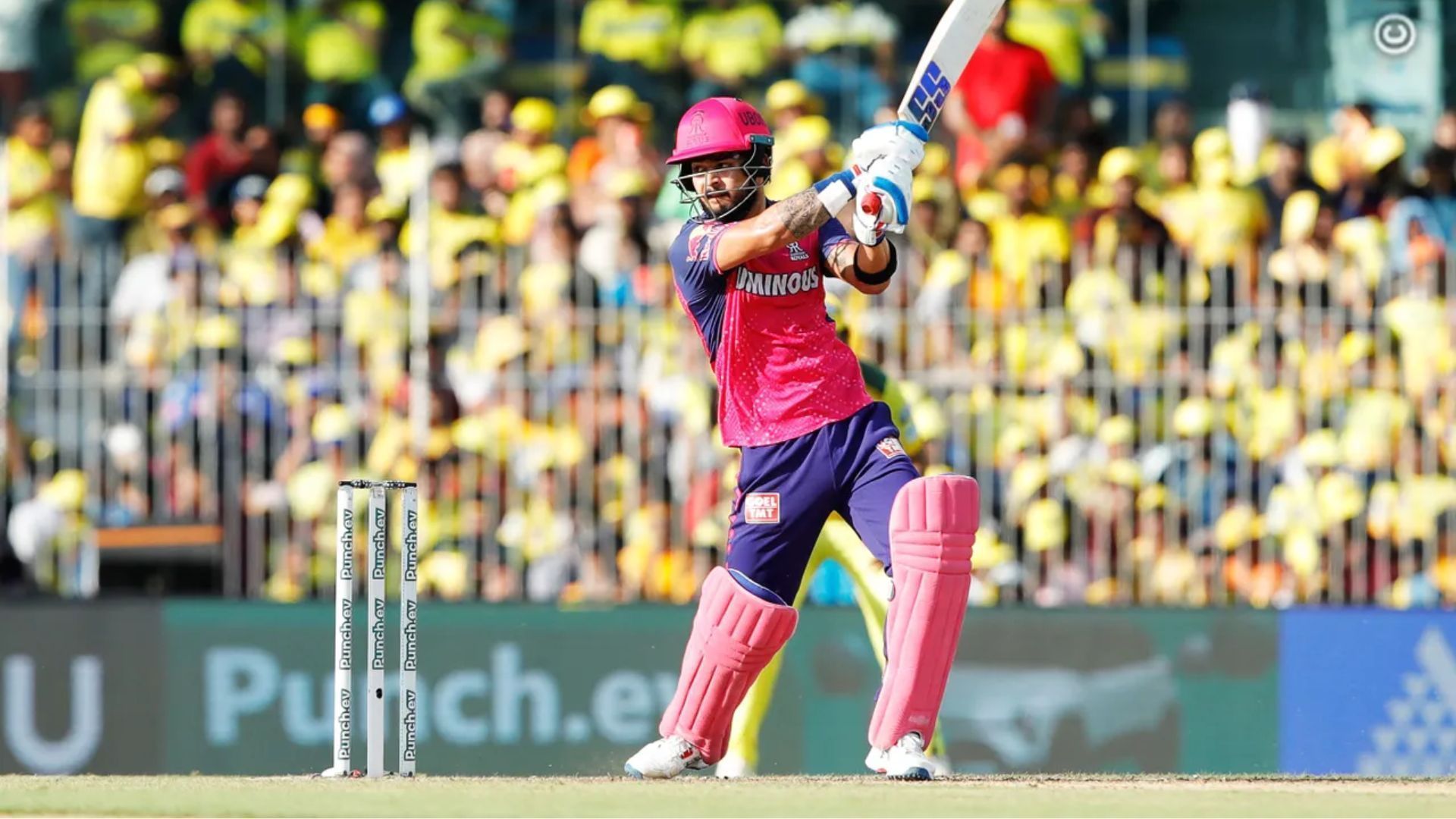 Riyan Parag in action against CSK (P.C.:BCCI)