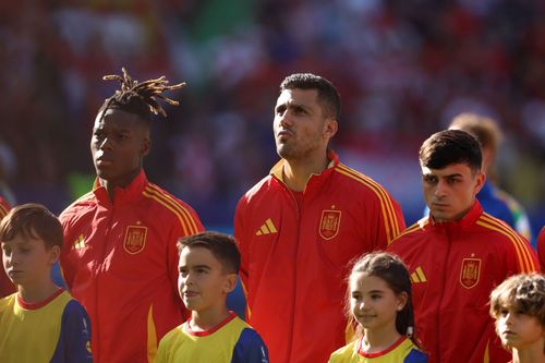 Pedri (right) and Nico Williams (right) lining up for Spain at Euro 2024