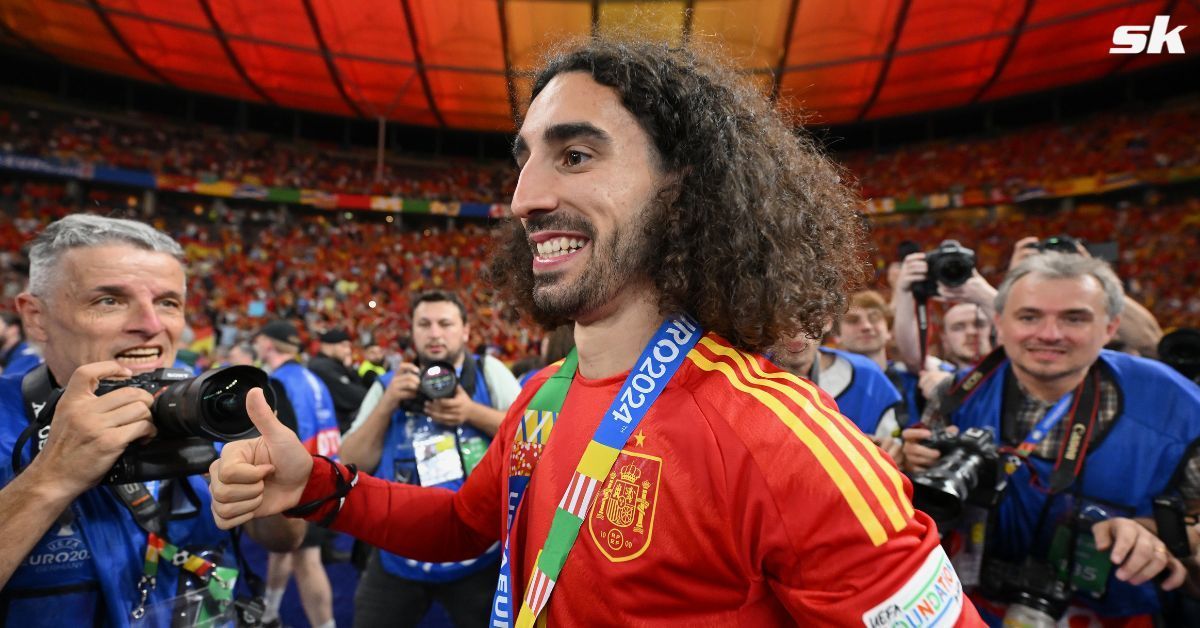 Chelsea fans celebrate epic celebration from Marc Cucurella after Euro 2024 win