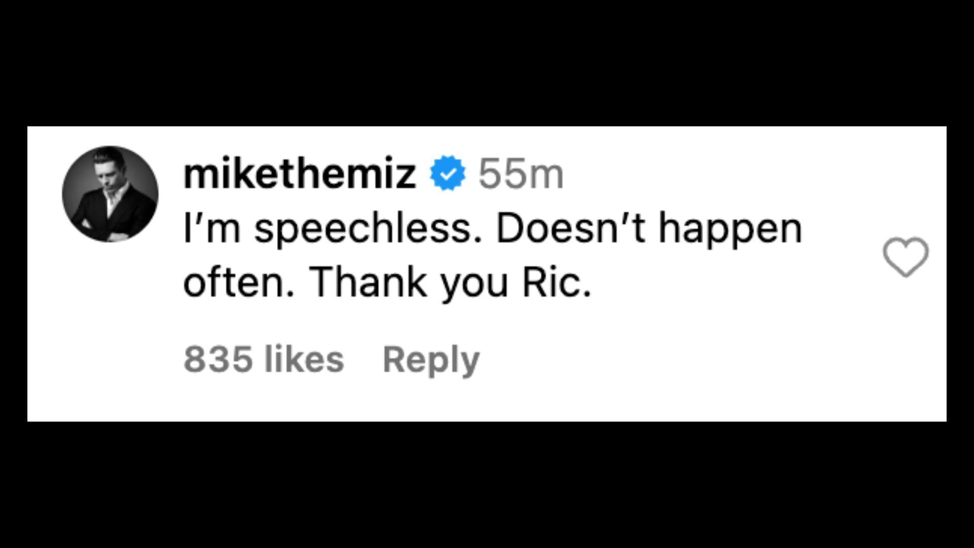 The Miz responds to Ric Flair on Instagram.