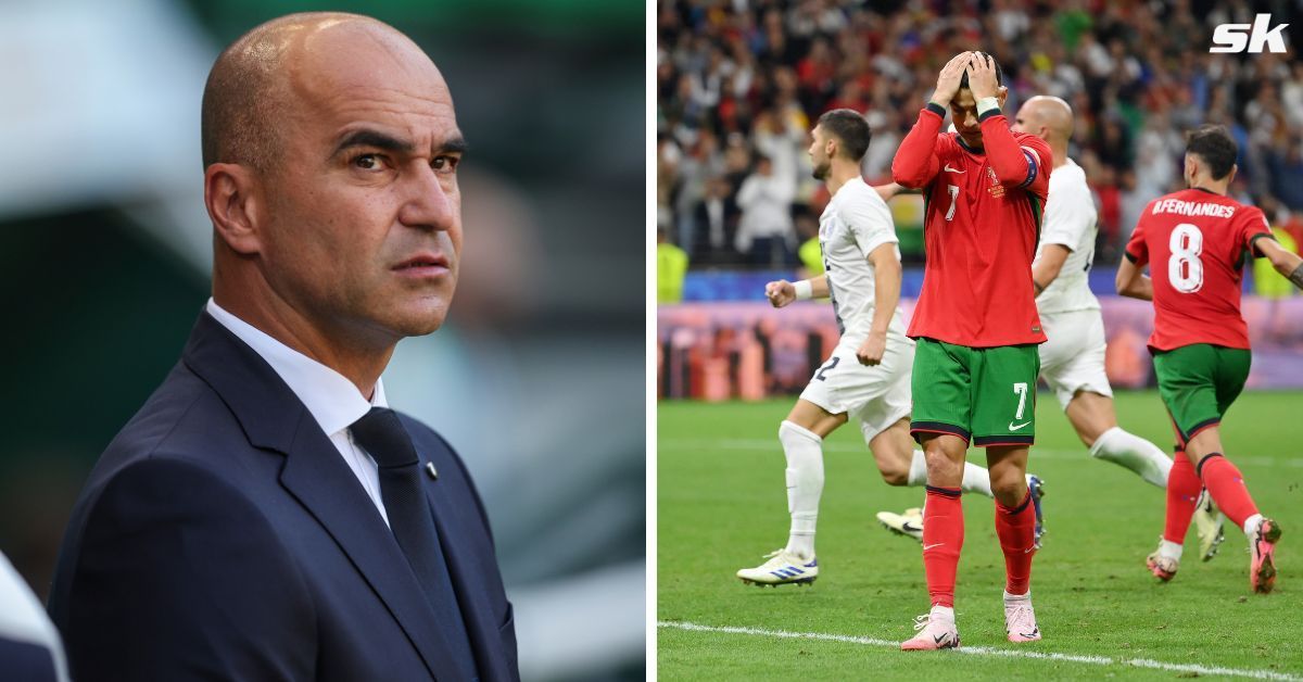 Roberto Martinez reacts to Cristiano Ronaldo crying after missing penalty (Image via Getty)