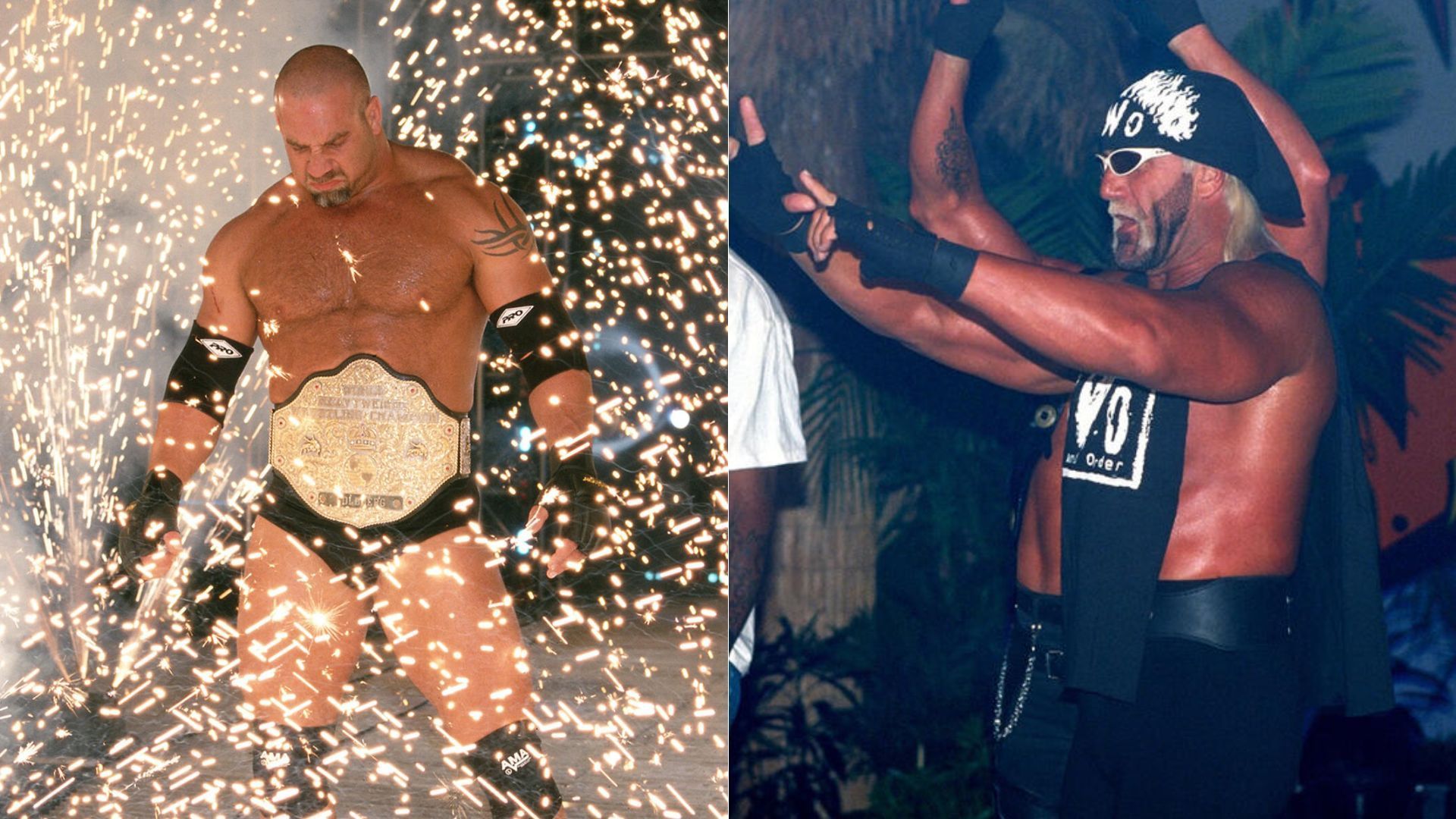 Goldberg (left); Hulk Hogan (right) [Image Credit: wwe.com]