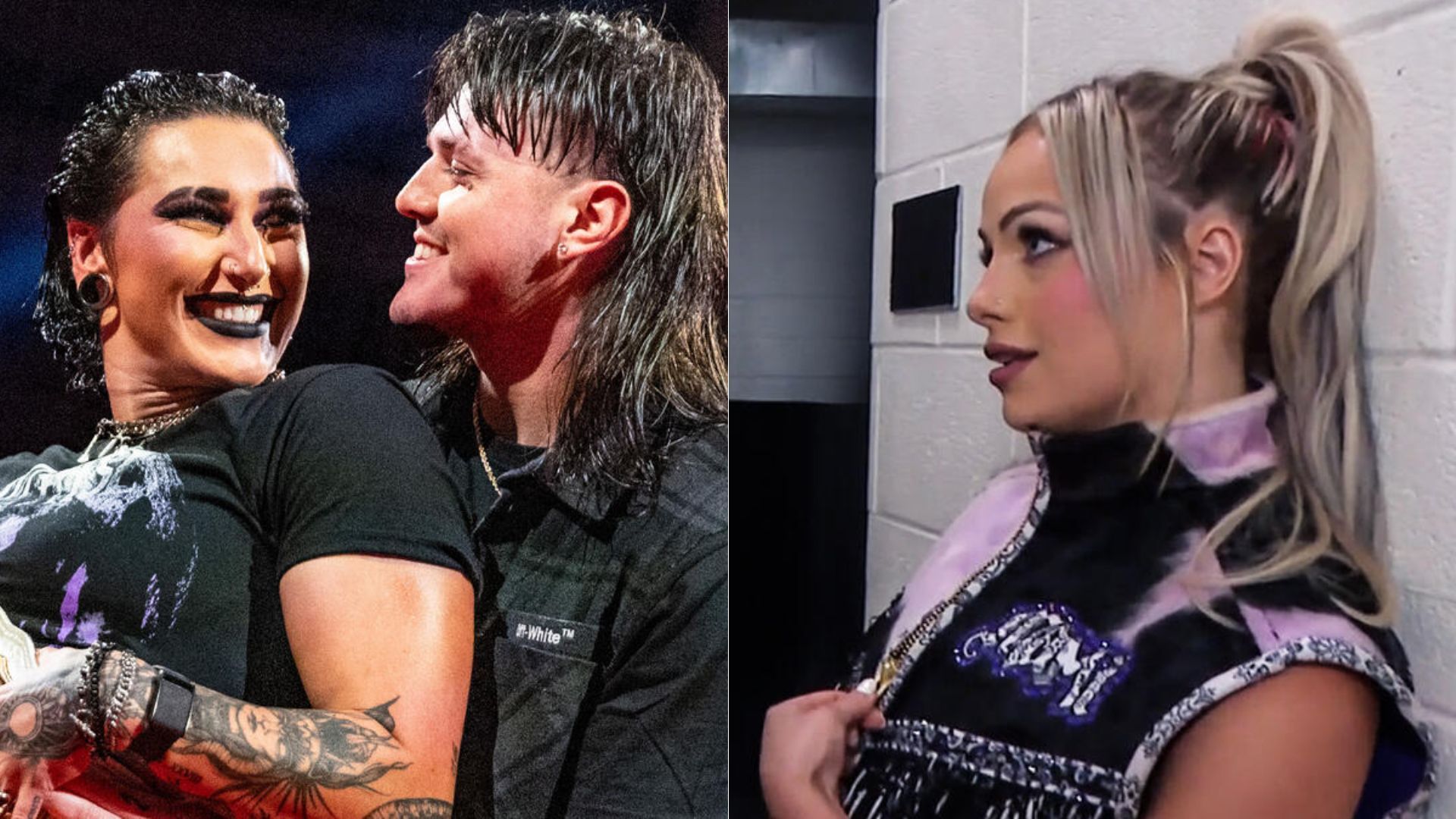 Rhea Ripley and Dominik Mysterio (left); Liv Morgan (right) [Image Credit: wwe.com]