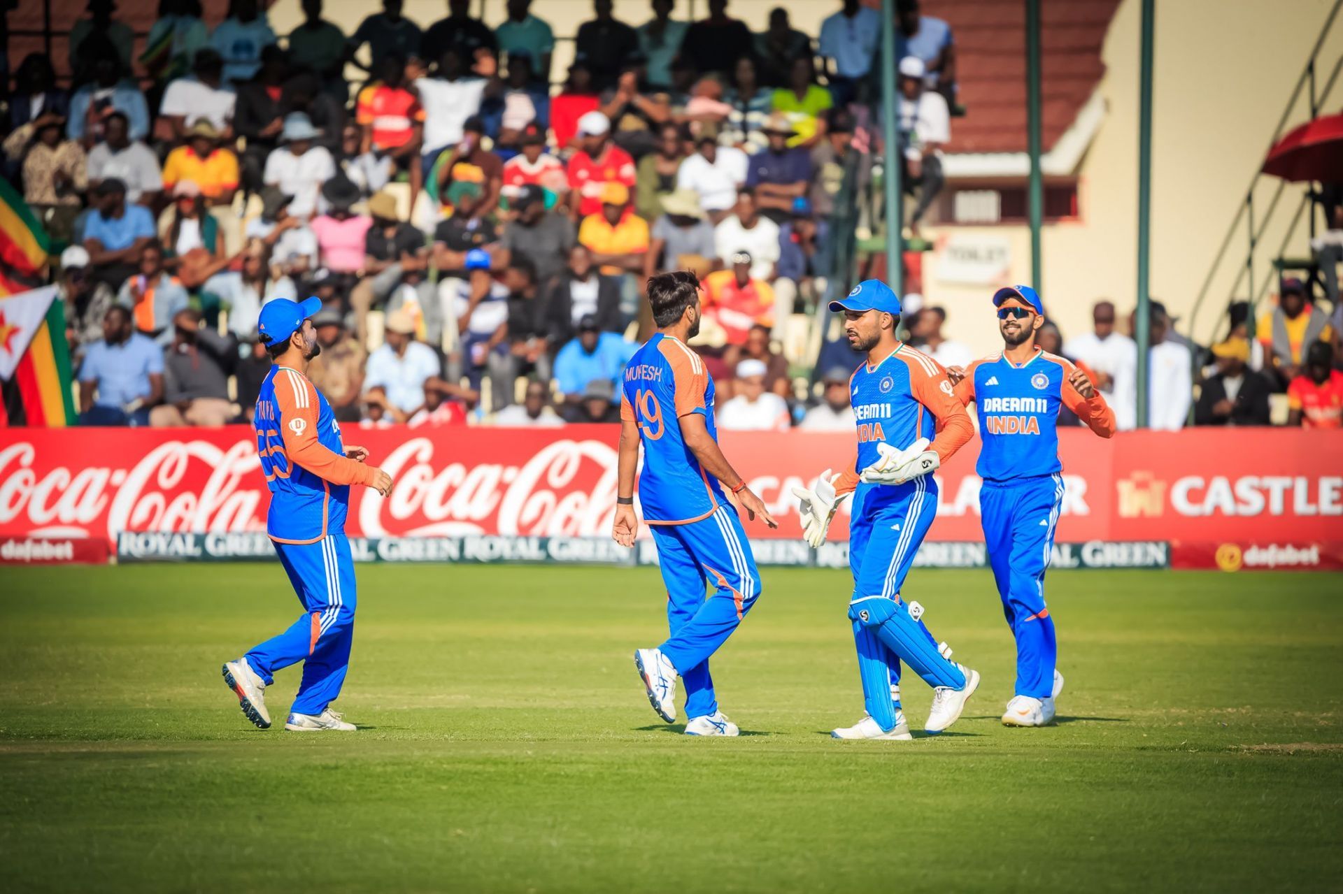 Indian players celebrating a wicket (Image Courtesy: X/BCCI)