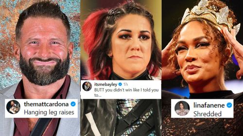 WWE Superstars react as Chad Gable breaks silence [Image credit: Matt Cardona's Instagram and WWE.com, Screengrab from Gable post's comments section]