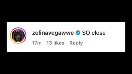 Zelina Vega reacts to her RAW loss on Instagram. [Screenshot of Vega's comment on WWE's post]