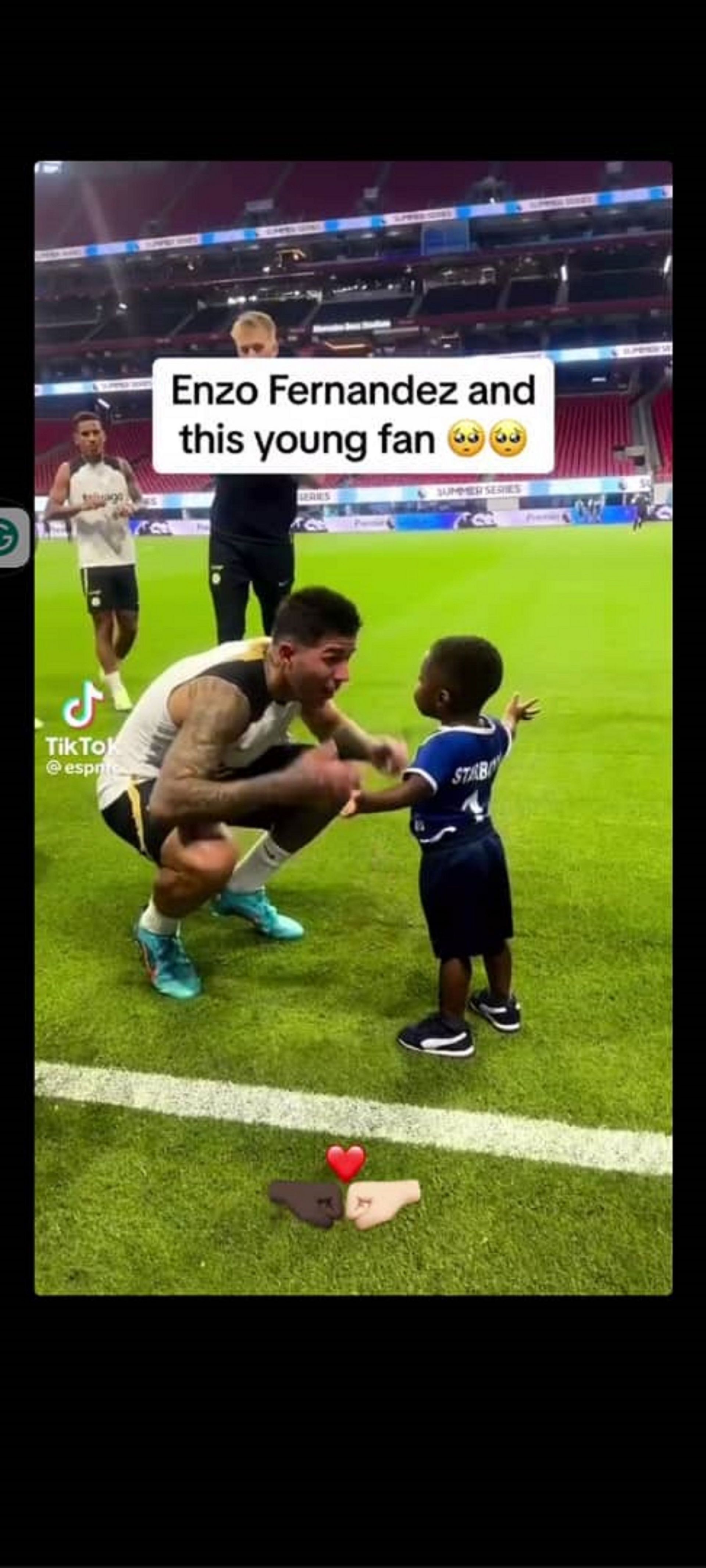 Jackson&#039;s post showing Enzo Fernandez with a black child