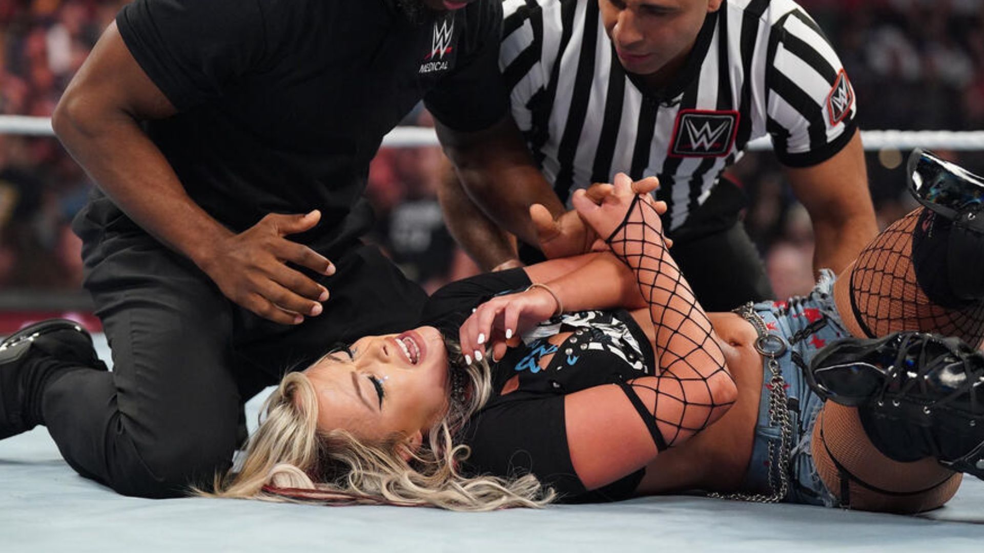 Liv Morgan after getting attacked by Rhea Ripley (Photo Courtesy: WWE.com)