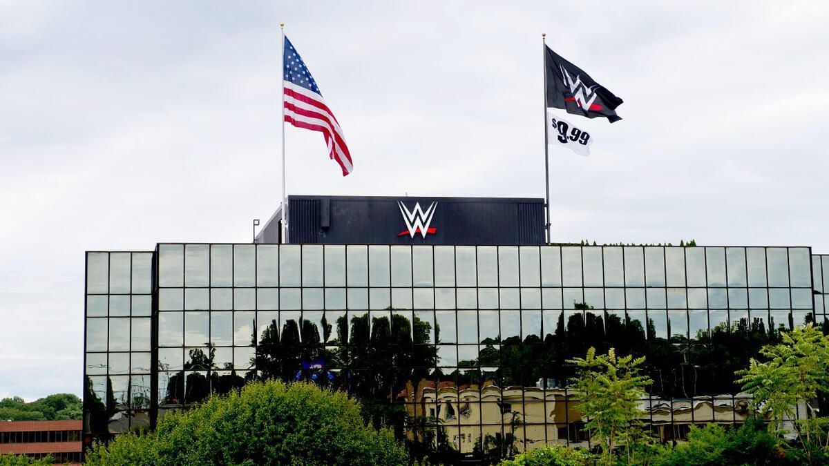 WWE logo on a flag (Photo Courtesy: WWE.com)
