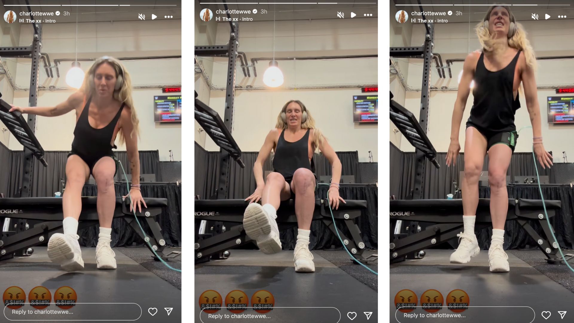 Flair shares video of herself struggling with workout during injury recovery.