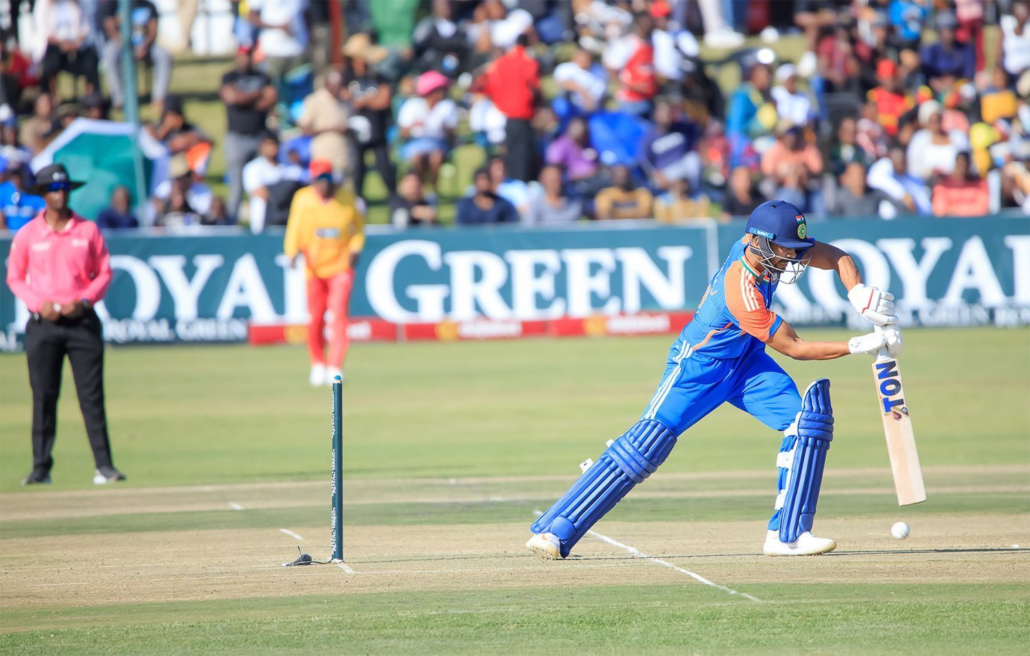 Gaikwad flashed at one outside off [Image Courtesy: Zimbabwe Cricket on X]