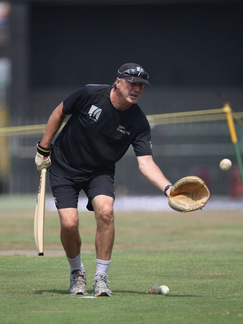 New Zealand coach John Wright catches a ball during the New Zealand nets session at the R Premedasa Stadium on March 28, 2011 in Colombo, Sri Lanka. (Photo by Tom Shaw/Getty Images)