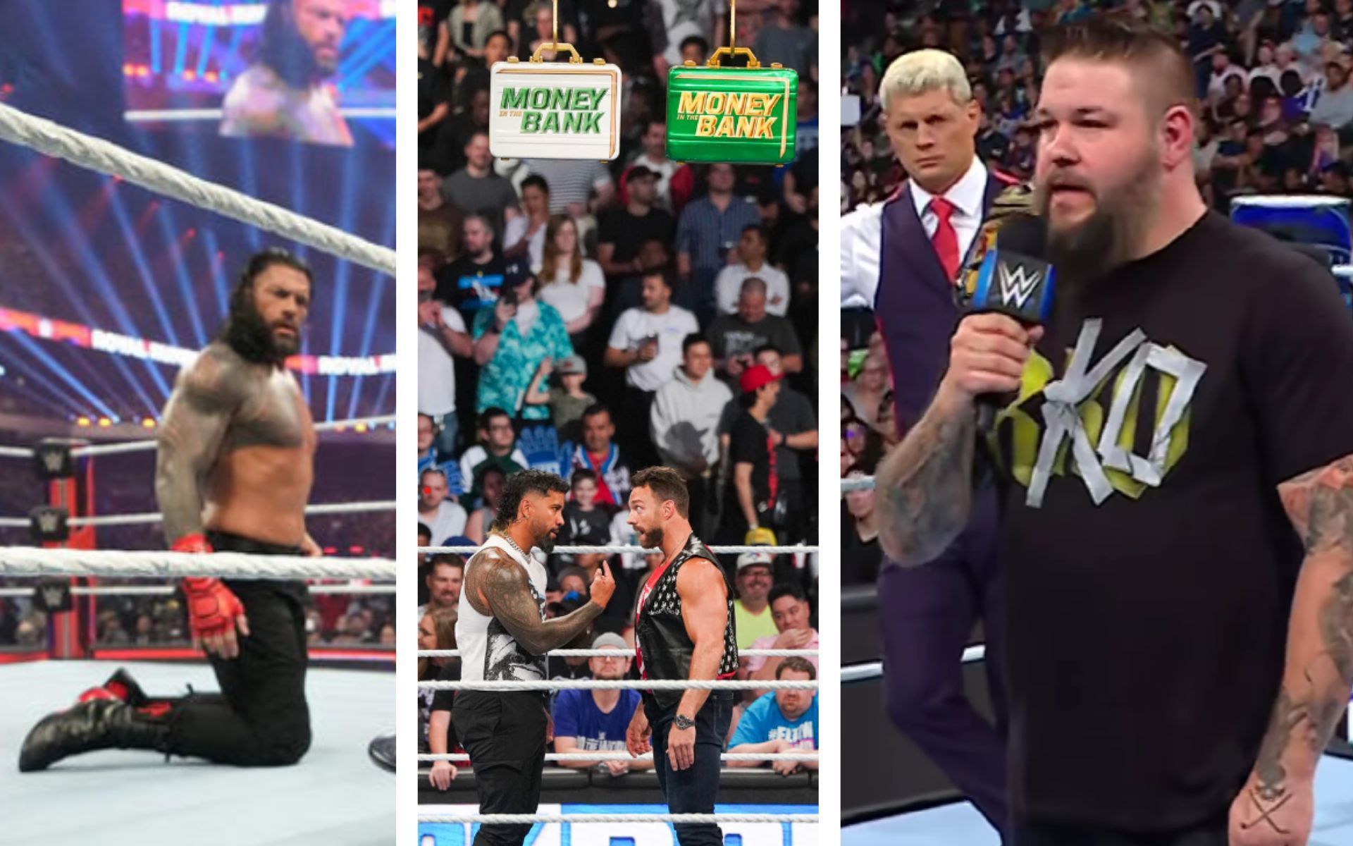 Roman Reigns warned; Kevin Owens and Money in the Bank participants address fans (Credit: WWE &amp; WWE Instagram)