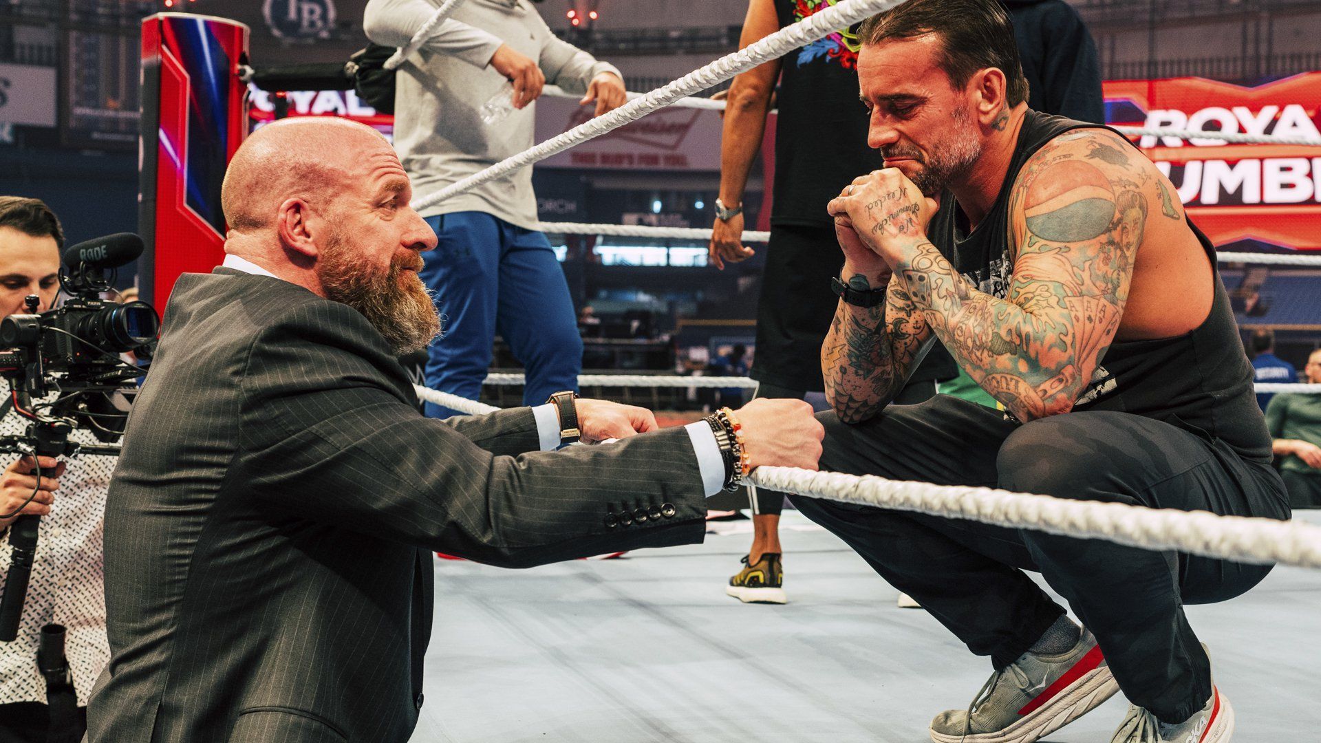 Triple H and CM Punk at the Royal Rumble (Image via WWE.com)